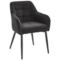 ARMLEHNSTUHL  in Eisen Samt  - Dunkelgrau/Schwarz, MODERN, Textil/Metall (60/82/60cm) - Livetastic