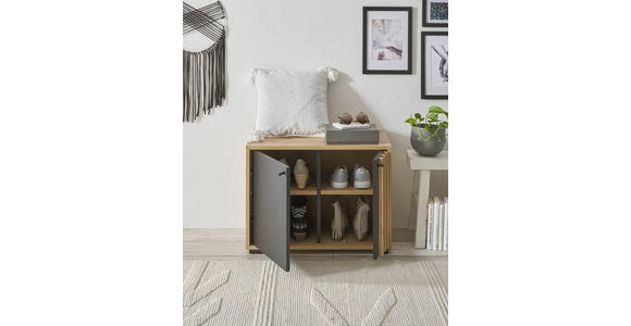 GARDEROBENBANK 64,3/47/38 cm - Schwarz/Eiche Artisan, Design, Holzwerkstoff/Kunststoff (64,3/47/38cm) - Carryhome