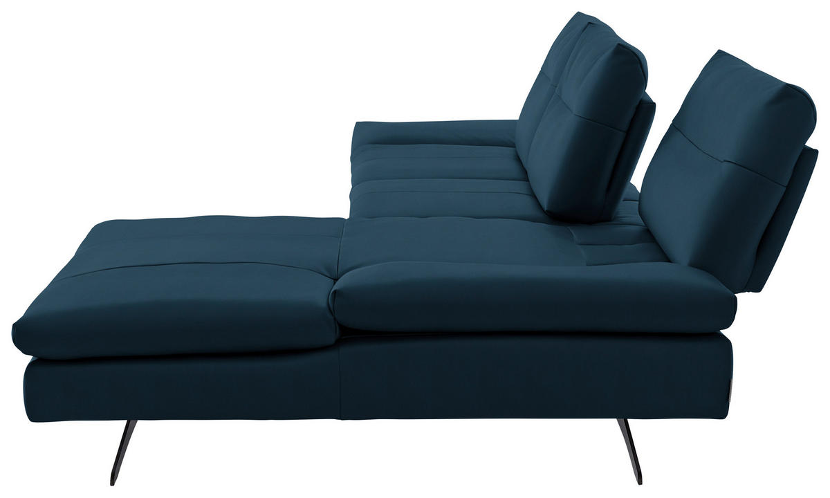 ECKSOFA in Echtleder Blau  - Blau/Schwarz, Modern, Leder/Metall (342/158cm) - Chilliano