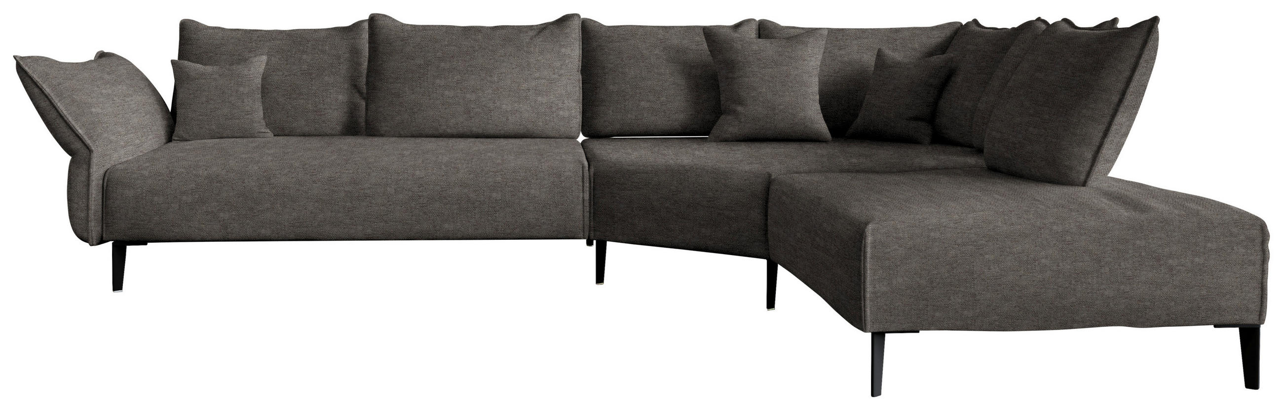 ECKSOFA  in Chenille, Flachgewebe Dunkelbraun  340/272 cm  - Dunkelbraun/Schwarz, MODERN, Textil/Metall (340/272cm) - W.Schillig
