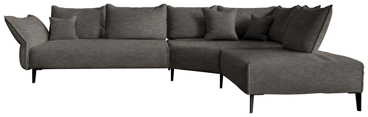 ECKSOFA  in Chenille, Flachgewebe Dunkelbraun  340/272 cm  - Dunkelbraun/Schwarz, MODERN, Textil/Metall (340/272cm) - W.Schillig