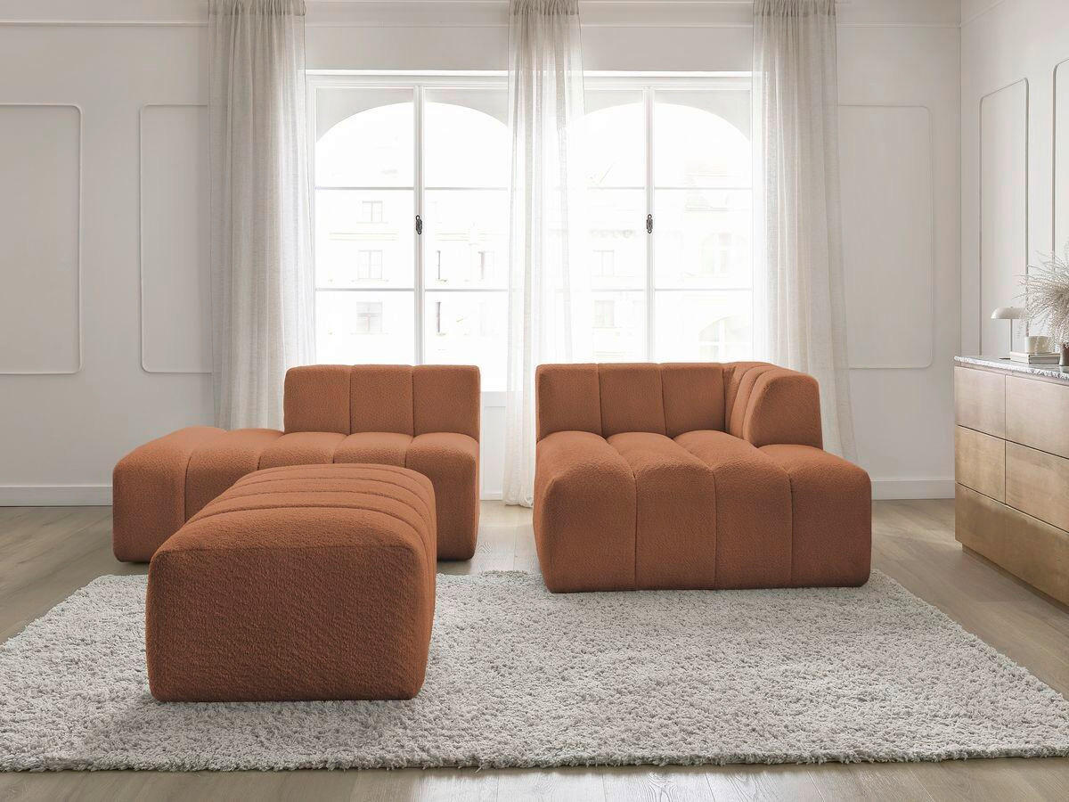 ECKSOFA  ANNECY Orange Bouclé  - Schwarz/Orange, MODERN, Kunststoff/Textil (262/170cm)