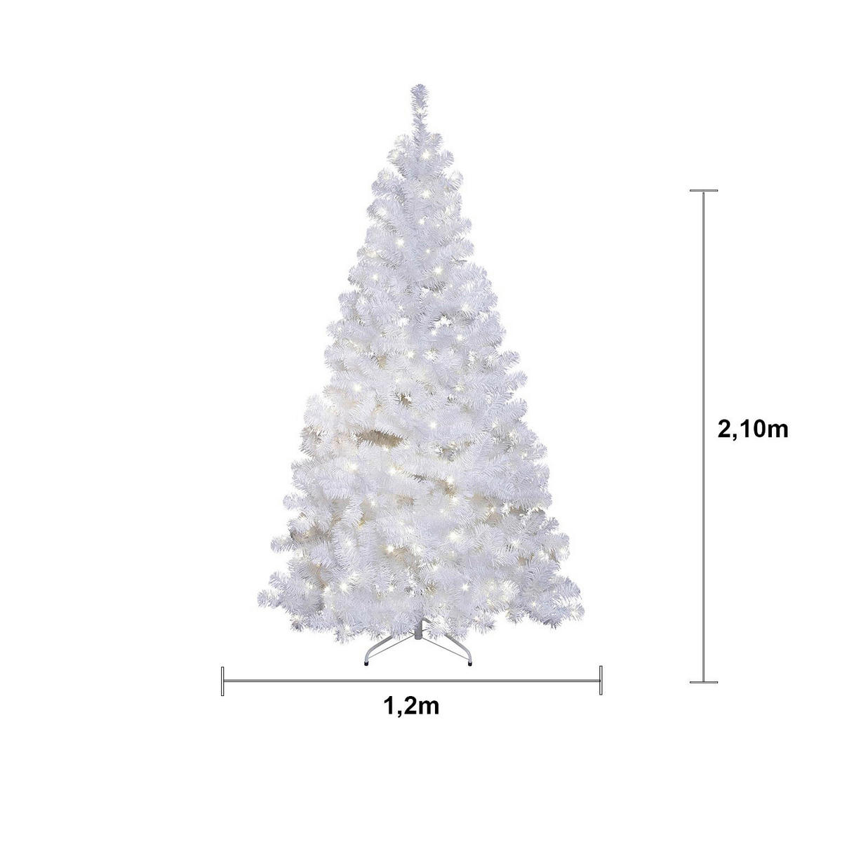 WEIHNACHTSBAUM 210 cm  - Weiß, Basics, Kunststoff (120/210cm) - Eglo