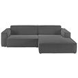 ECKSOFA in Feincord Anthrazit  276/168 cm  - Anthrazit/Schwarz, KONVENTIONELL, Kunststoff/Textil (276/168cm) - Hom`in