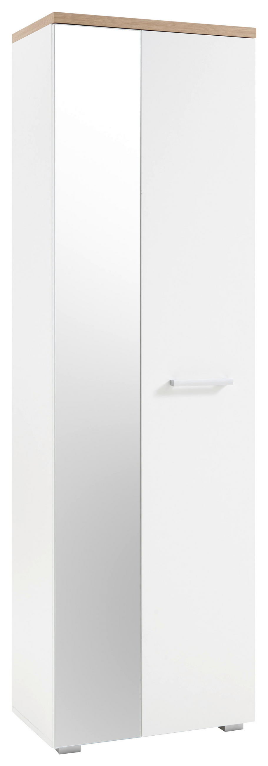 ORMAR GARDEROBNI  bijela, boje hrasta  - bijela/srebrne boje, Moderno, staklo/drvni materijal (60/198/38cm) - Xora
