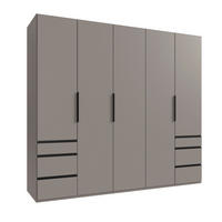 DREHTÜRENSCHRANK 250/216/58 cm,  in Sahara, 5 Tür(en)  - Schwarz/Sahara, MODERN, Holzwerkstoff/Metall (250/216/58cm) - MID.YOU