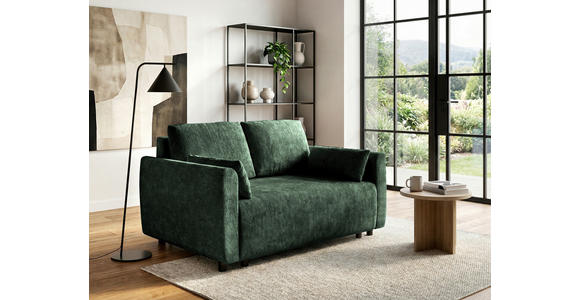 SCHLAFSOFA  in Chenille Waldgrün  - Waldgrün/Schwarz, KONVENTIONELL, Kunststoff/Textil (161/90/108cm) - Carryhome