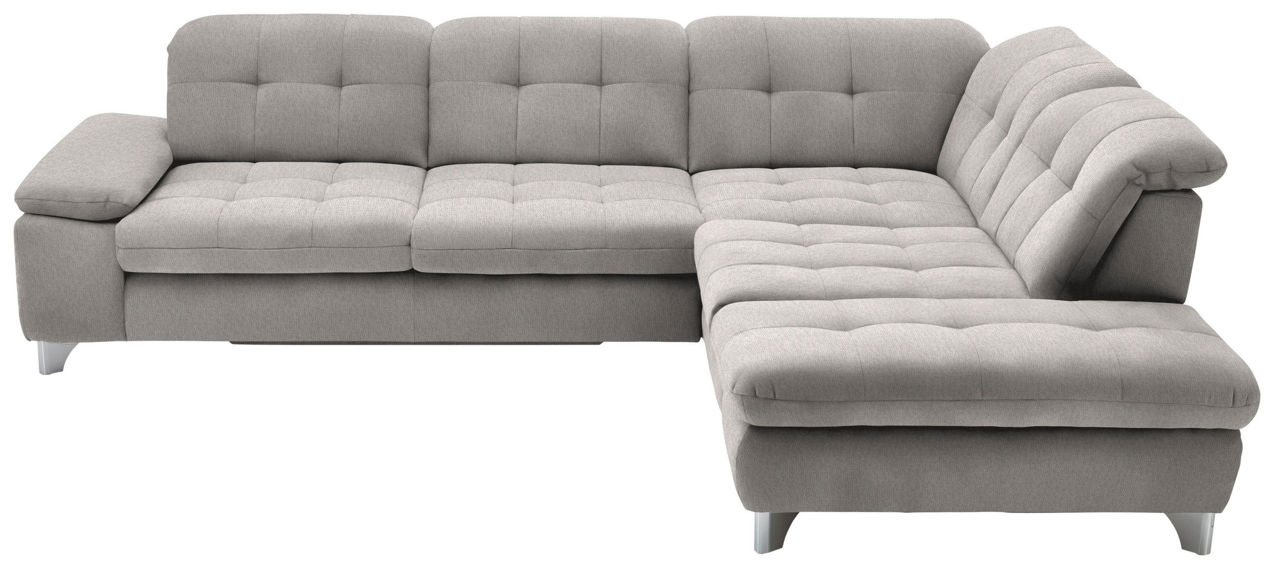 ECKSOFA in Chenille Ecru  - Chromfarben/Ecru, Design, Textil/Metall (310/260cm) - Beldomo Speed