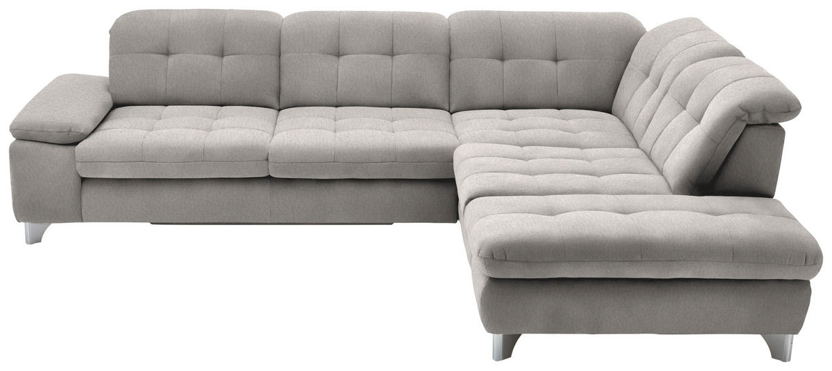 ECKSOFA in Chenille Ecru  - Chromfarben/Ecru, Design, Textil/Metall (310/260cm) - Beldomo Speed