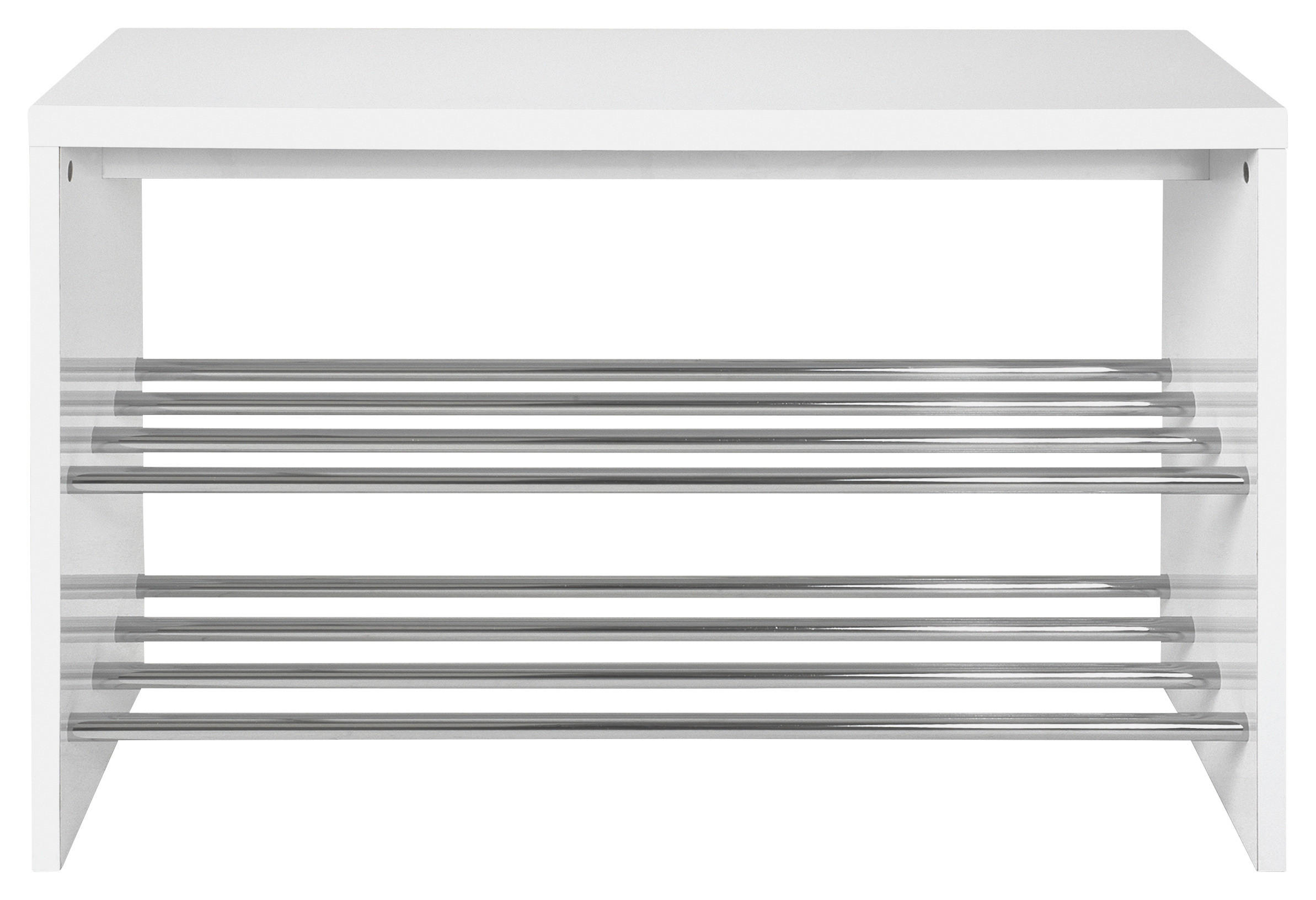 SCHUHREGAL Chromfarben, Weiß Hochglanz  - Chromfarben/Weiß Hochglanz, KONVENTIONELL, Holzwerkstoff/Metall (81/55/30cm)