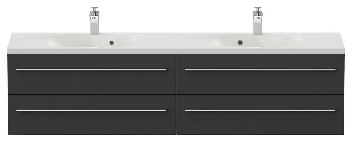 WASCHTISCHKOMBI 180 cm  - Graphitfarben/Weiß, Basics, Holzwerkstoff/Stein (180cm) - MID.YOU