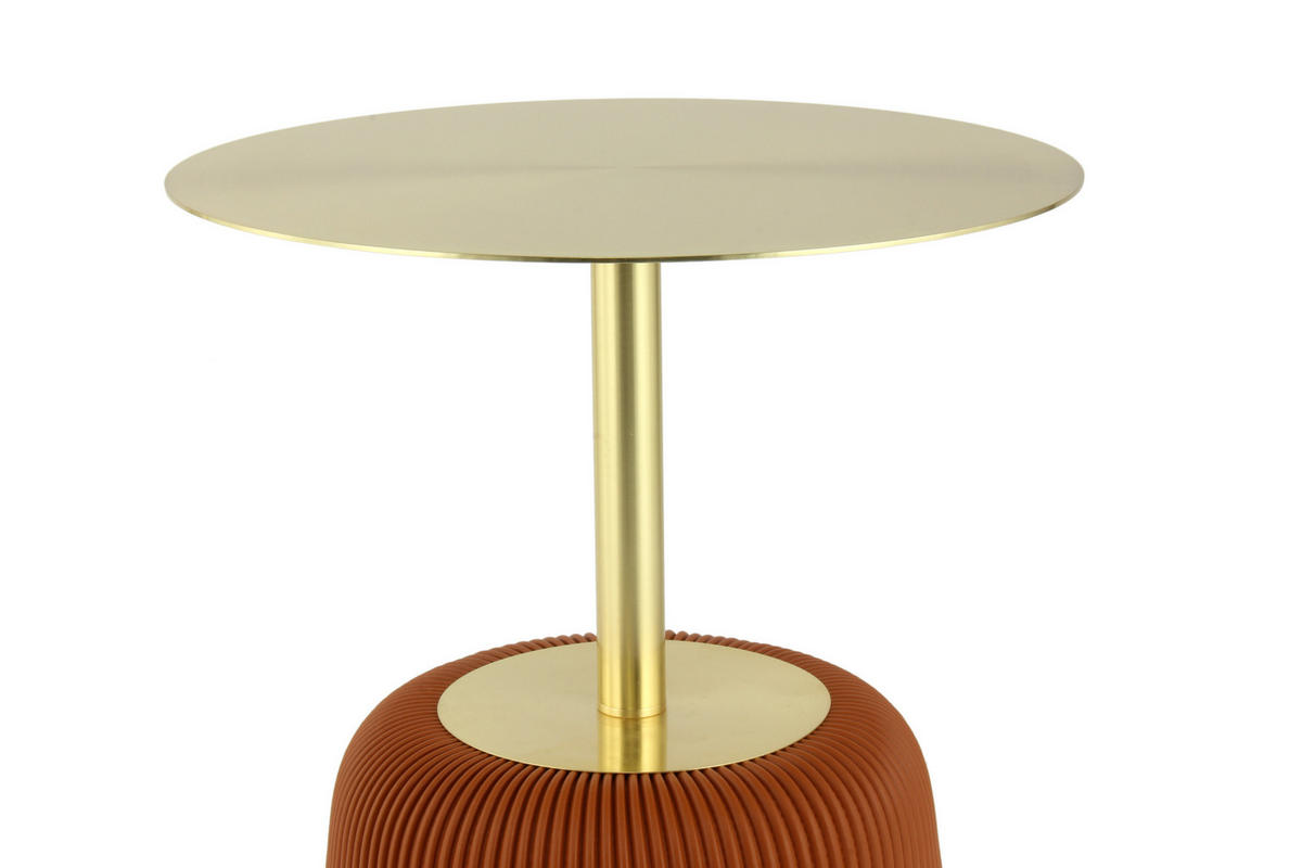 BEISTELLTISCH Cognac, Goldfarben rund  - Cognac/Goldfarben, Design, Holzwerkstoff/Textil (40/55cm) - Kayoom