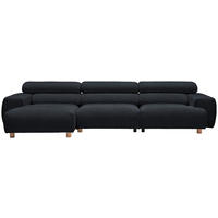 HÖRNSOFFA i velour antracit  - antracit, Natur, trä/textil (150/329cm) - Livetastic