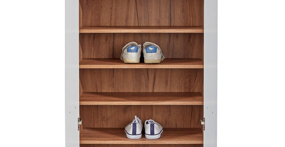 Schuhschrank Avensis - Eichefarben/Weiß, MODERN, Holzwerkstoff (66,8/205,7/37cm) - Luca Bessoni