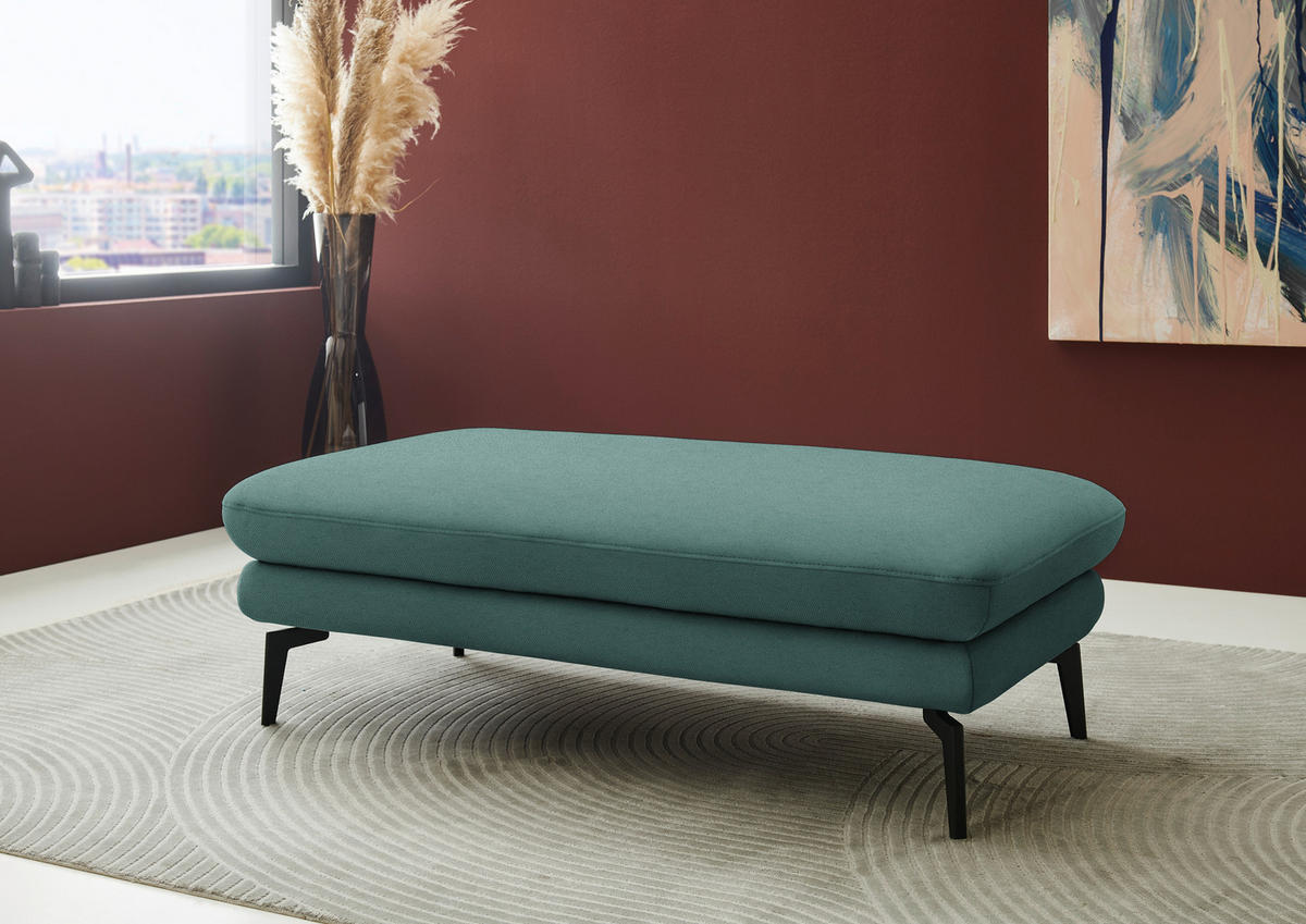 ECKSOFA Chenille, Flachgewebe Opal  - Opal/Schwarz, Design, Textil/Metall (180/284cm) - Dieter Knoll