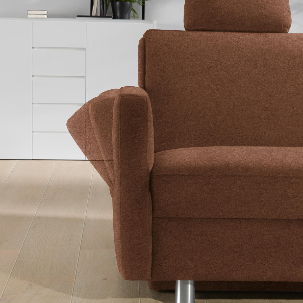 SCHLAFSOFA in Velours, beflockt Braun  - Alufarben/Braun, KONVENTIONELL, Kunststoff/Textil (170/88/91cm) - Sedda