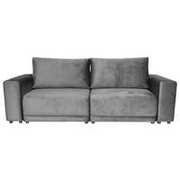 BIGSOFA  in Velours Dunkelgrau  - Dunkelgrau/Schwarz, Design, Kunststoff/Textil (256/88/120cm) - home24