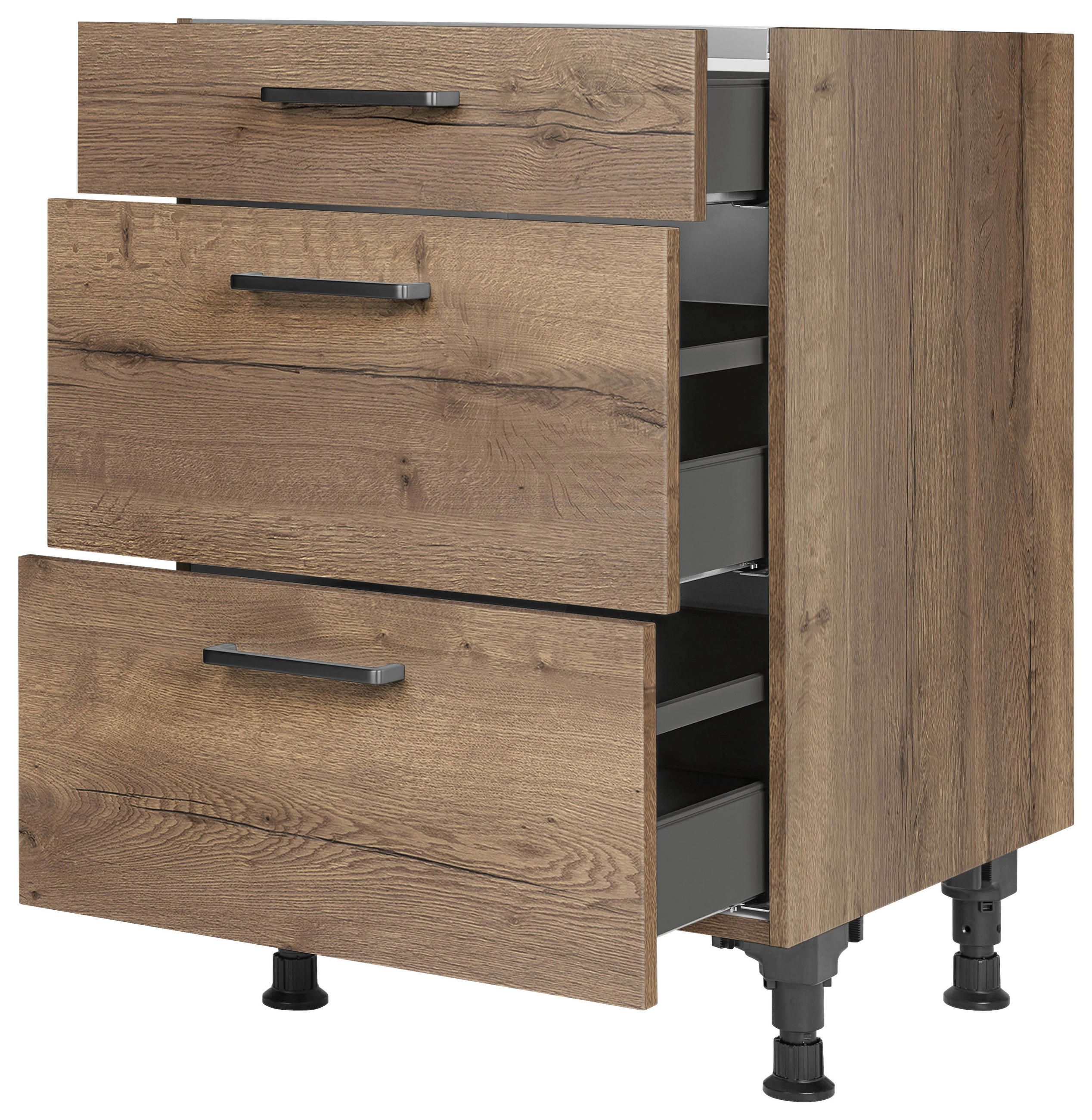 KOCHFELDUMBAUSCHRANK 60/87/56 cm  in Eiche dunkel  - Eiche dunkel/Schwarz, MODERN, Holzwerkstoff/Metall (60/87/56cm) - Nobilia