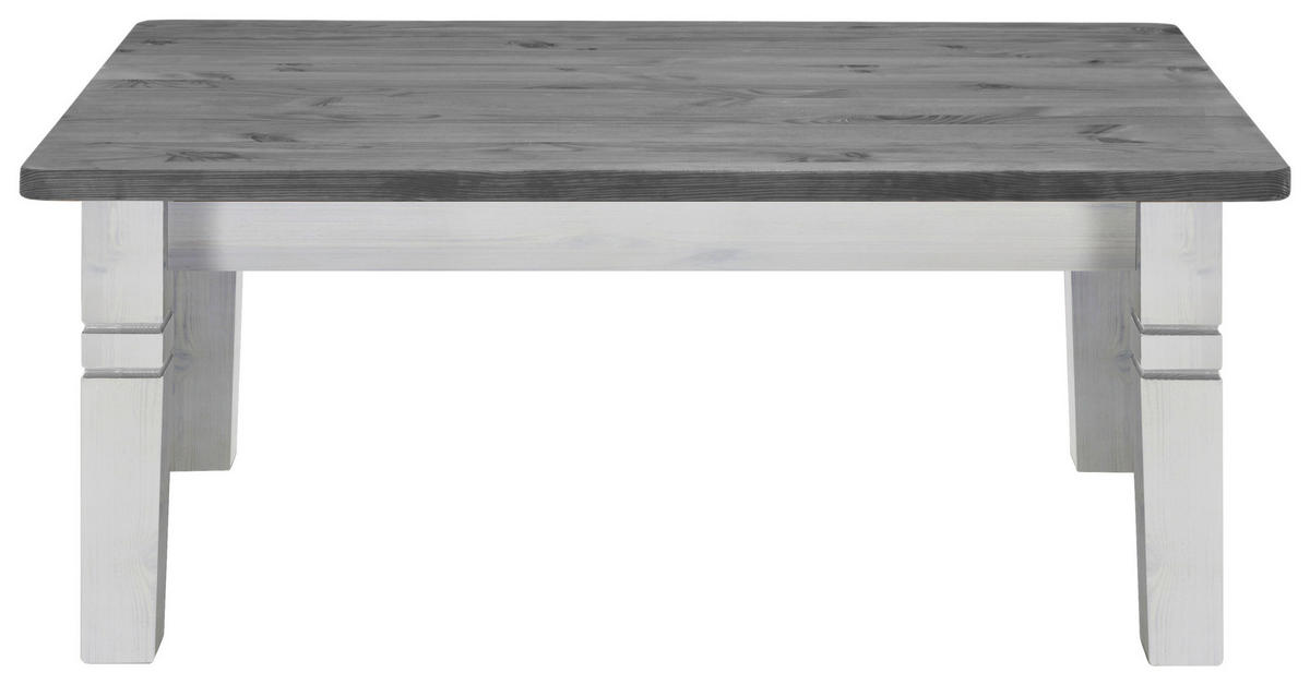 COUCHTISCH Kiefer massiv 120/78/46 cm rechteckig Weiß, Grau  - Weiß/Grau, ROMANTIK / LANDHAUS, Holz (120/78/46cm) - Boxxx