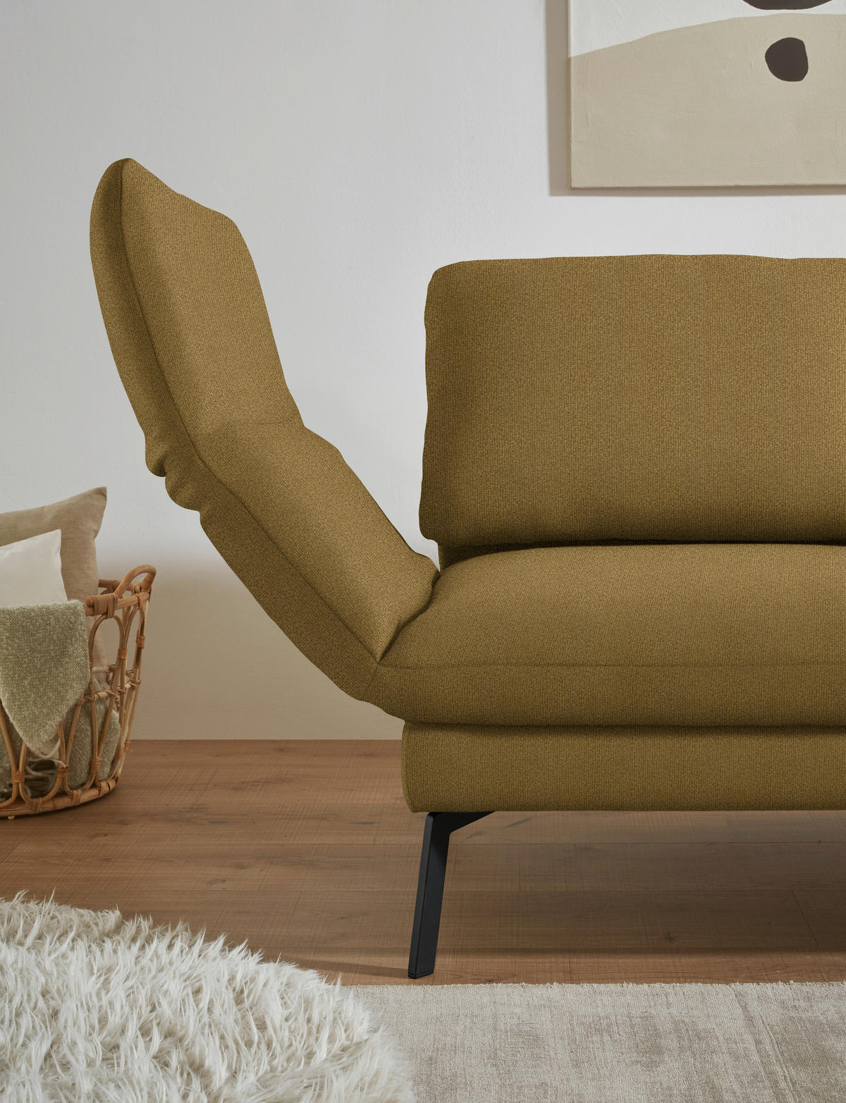 ECKSOFA  in Flachgewebe Schilfgrün  255-365/175-224 cm  - Schilfgrün/Schwarz, Design, Textil/Metall (255-365/175-224cm) - Dieter Knoll