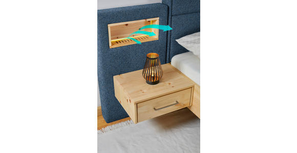 BOXSPRINGBETT 160/200 cm in Blau, Eichefarben - Blau/Eichefarben, Natur, Holz/Textil (160/200cm) - Valnatura