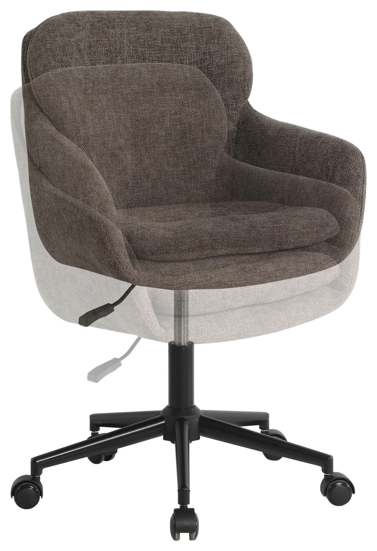 DREHSTUHL Chenille Braun, Schwarz  - Schwarz/Braun, MODERN, Textil/Metall (58/79/89/59cm) - Livetastic