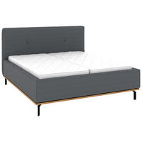 POLSTERBETT 160/200 cm,  in Grau, Matratze, Lattenrost, Bettkasten, H2 + H2 = mittel  - Graphitfarben/Weiß, Design, Holz/Textil (160/200cm) - Musterring