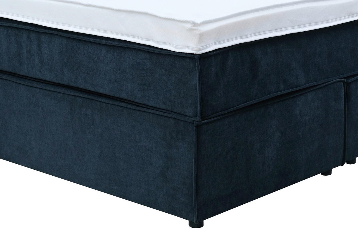 BOXSPRINGBETT 140/200 cm  in Dunkelblau  - Schwarz/Dunkelblau, Konventionell, Kunststoff/Textil (140/200cm) - Boxxx