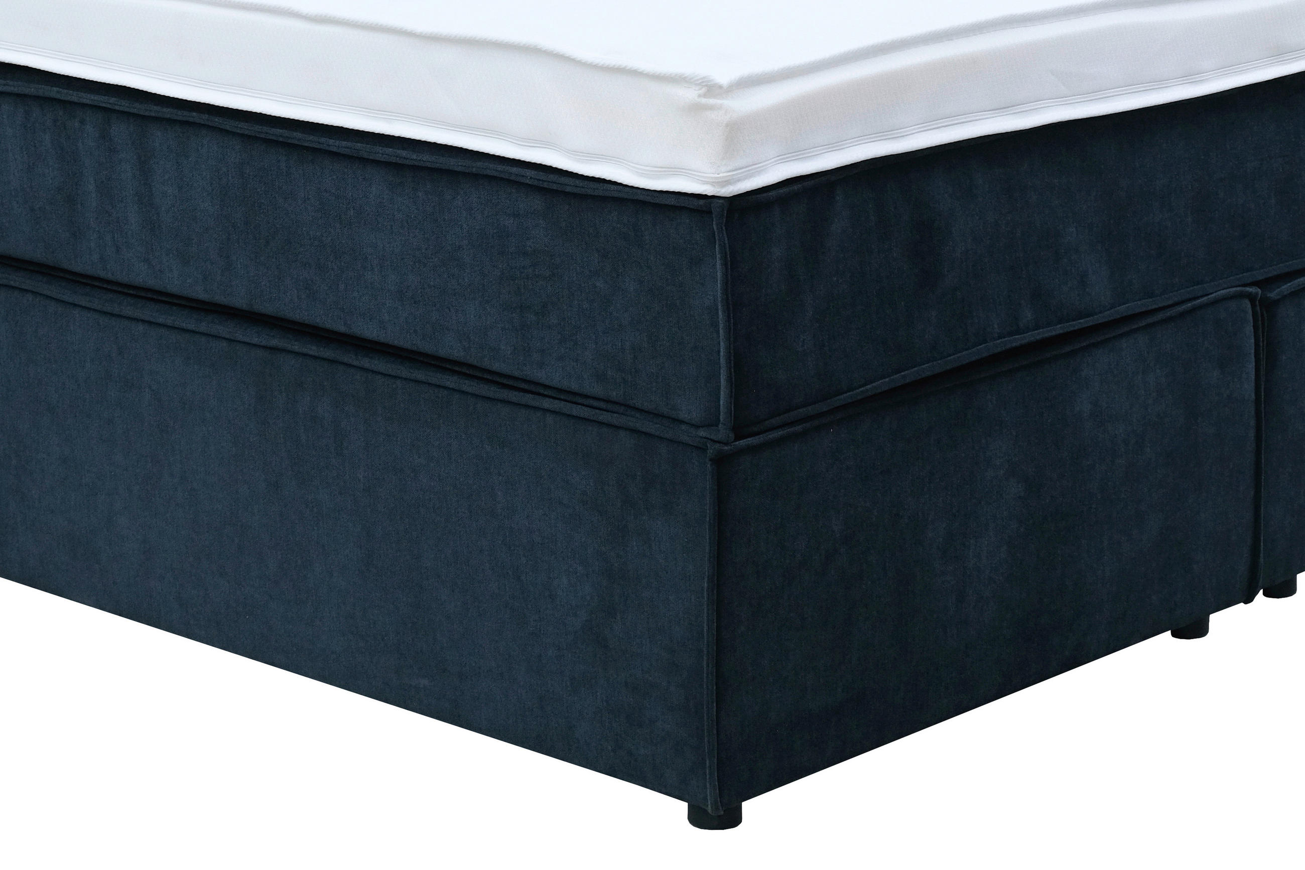 Thumbnail - Boxxx Boxspringbett, Dunkelblau, Textil, H3, 5-Zonen, Höhe ca. 20 cm, 140x200 cm, Fsc, gepolstertes Kopfteil, Topper dur...