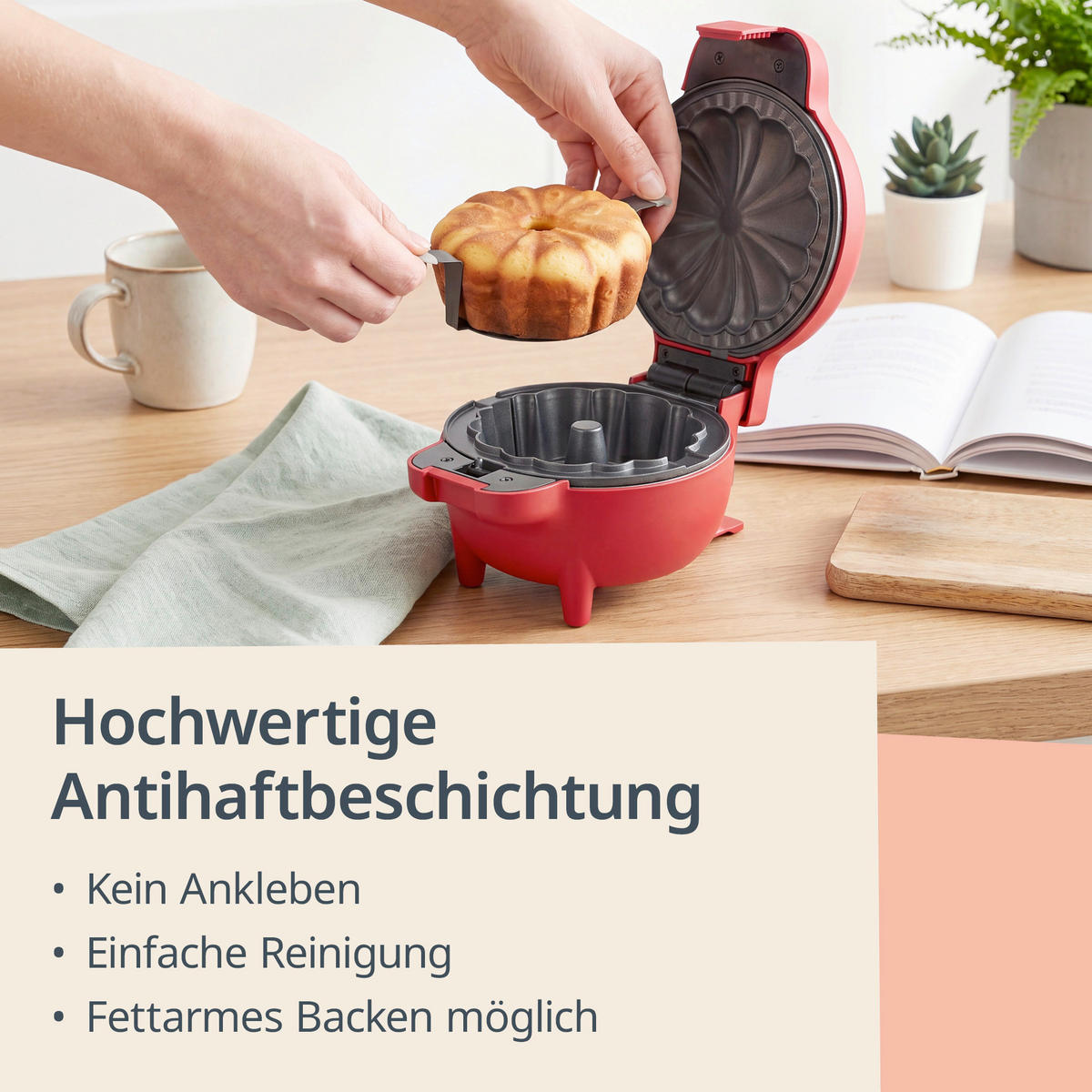 WAFFELEISEN  - Hellrot, Basics, Kunststoff (15,5/19/12cm) - ADE