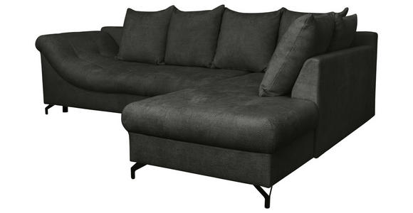 ECKSOFA Schwarz Struktur  - Schwarz, KONVENTIONELL, Textil/Metall (274/194cm) - Carryhome