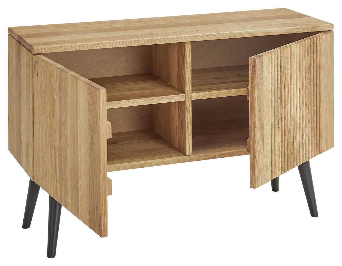 KOMMODE  in 100/64/35 cm  - Wildeiche/Schwarz, Natur, Holz (100/64/35cm) - Linea Natura