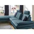 ECKSOFA in Echtleder Blau  195/308 cm  - Blau/Schwarz, Design, Leder/Metall (195/308cm) - Dieter Knoll