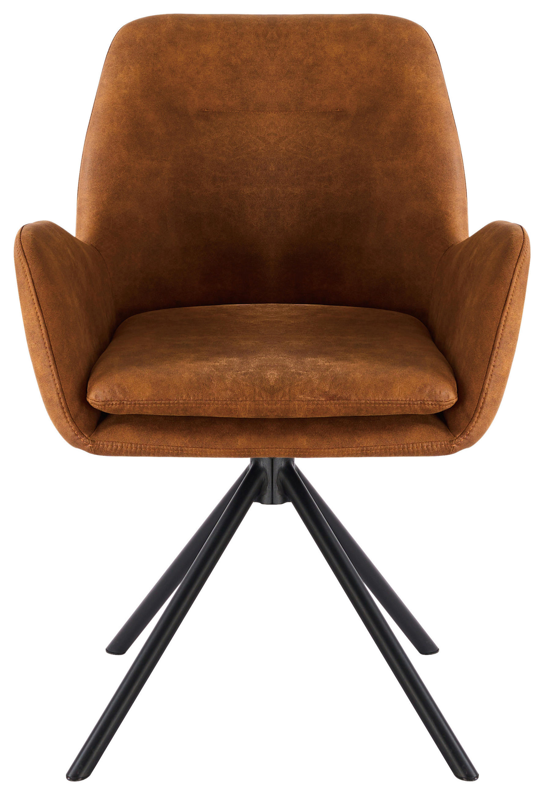 ARMLEHNSTUHL  in Eisen Webstoff  - Schwarz/Orange, Basics, Textil/Metall (60.5/88/62cm) - MID.YOU