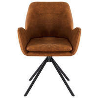 ARMLEHNSTUHL Eisen Webstoff  - Schwarz/Orange, Basics, Textil/Metall (60.5/88/62cm) - MID.YOU