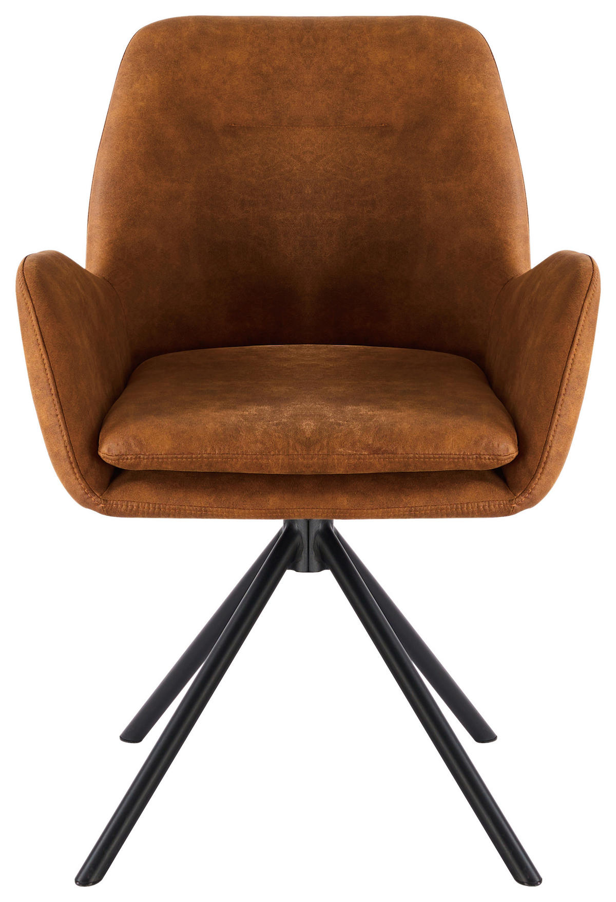 ARMLEHNSTUHL Eisen Webstoff  - Schwarz/Orange, Basics, Textil/Metall (60.5/88/62cm) - MID.YOU