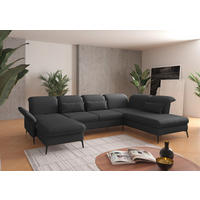 WOHNLANDSCHAFT in Flachgewebe Dunkelgrau  - Dunkelgrau/Schwarz, Konventionell, Textil/Metall (198/359/231cm) - Sit & More