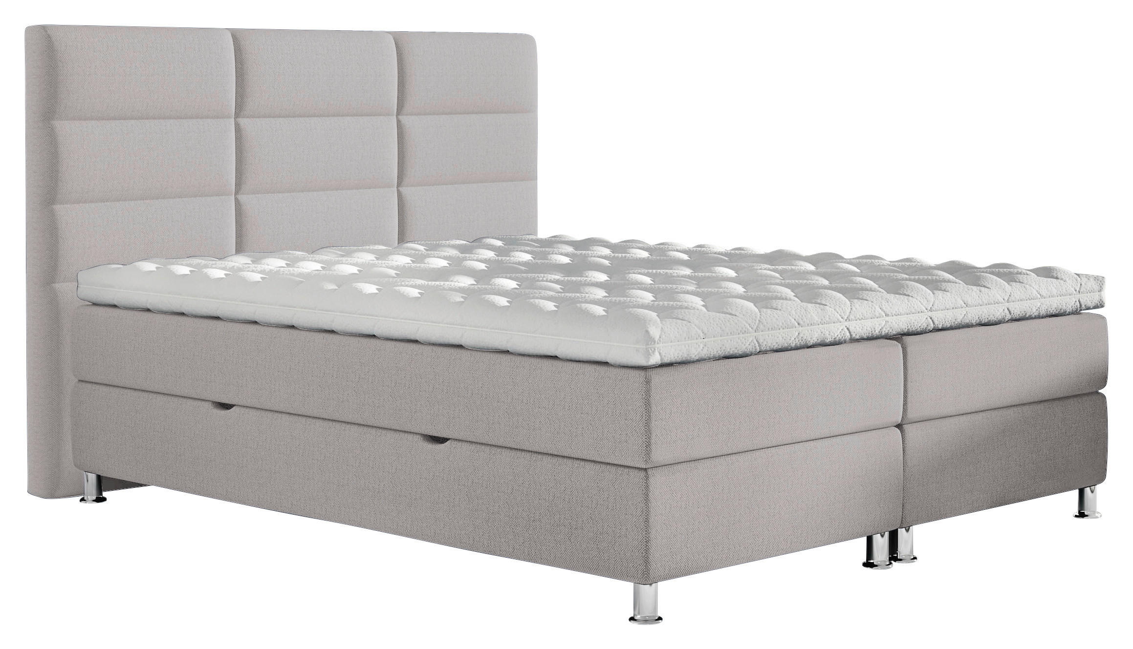 BOXBETT 140/200 cm  in Grau  - Chromfarben/Grau, KONVENTIONELL, Textil/Metall (140/200cm) - Carryhome