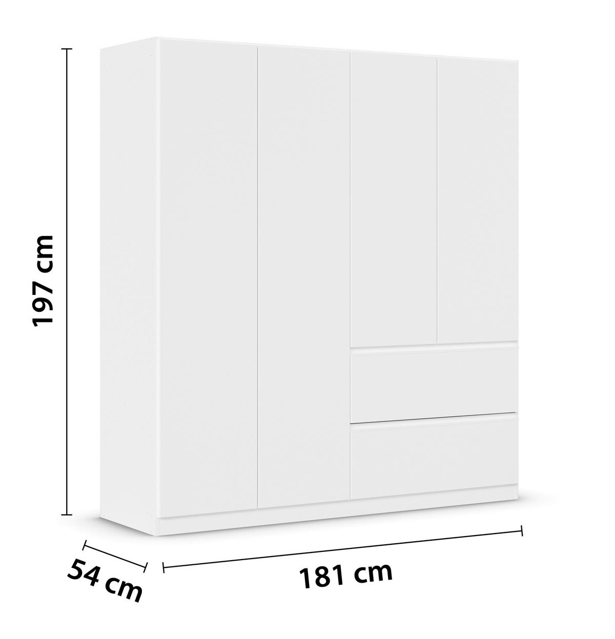 DREHTÜRENSCHRANK in Weiss  - Weiss, Modern, Holzwerkstoff (181/197/54cm) - Rauch Möbel
