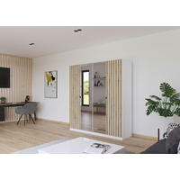 DREHTÜRENSCHRANK 181/197/54 cm,  in Weiß, Eiche Artisan, 4-türig  - Weiß/Eiche Artisan, MODERN, Holzwerkstoff/Metall (181/197/54cm) - Rauch Möbel