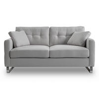 2-SITZER-SOFA HERA Flachgewebe Hellgrau  - Chromfarben/Hellgrau, Basics, Textil/Metall (172/92/94cm) - MID.YOU