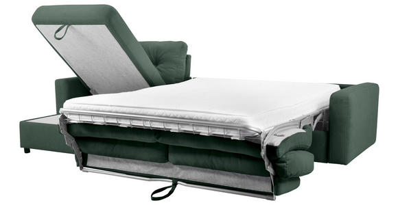 ECKSOFA Dunkelgrün Webstoff Rückenkissen, Bettkasten, Schlaffunktion, Rücken echt, Matratze  - Dunkelgrün/Schwarz, KONVENTIONELL, Kunststoff/Textil (160/270cm) - Carryhome