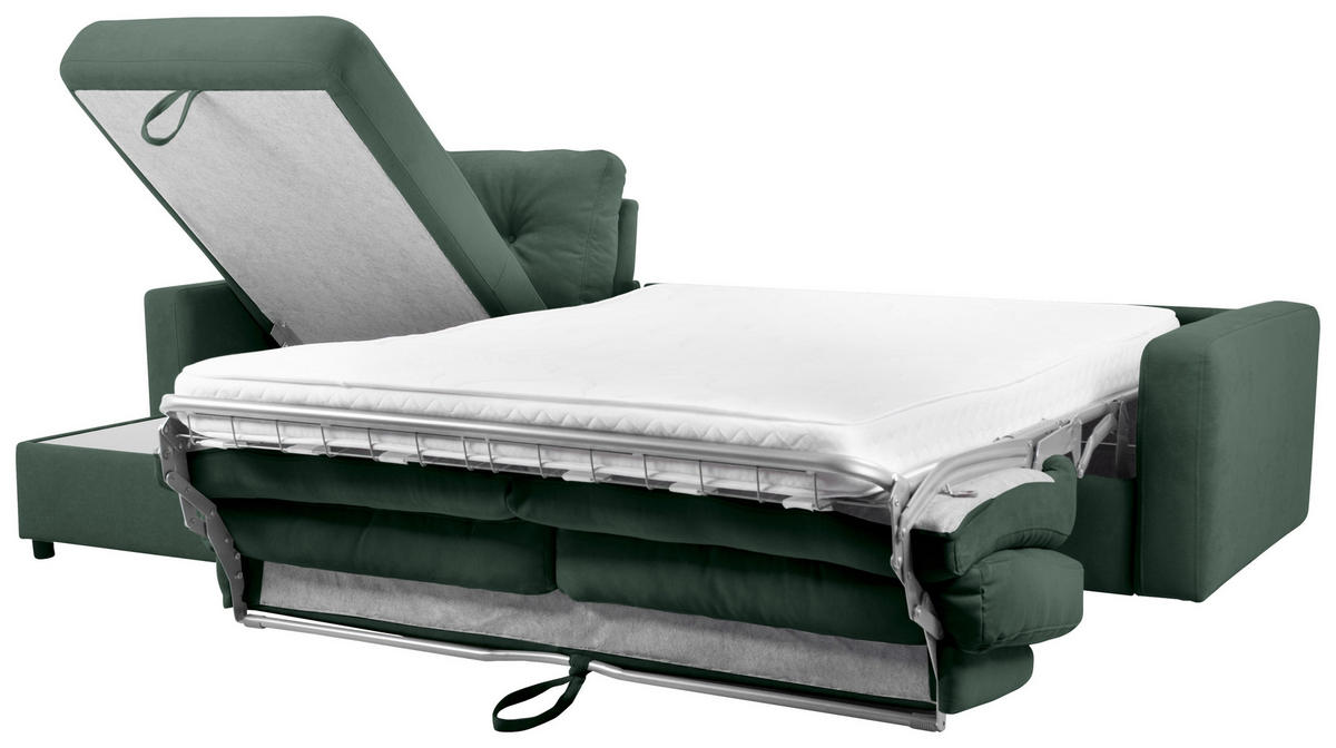 ECKSOFA Dunkelgrün Webstoff  - Dunkelgrün/Schwarz, KONVENTIONELL, Kunststoff/Textil (160/270cm) - Carryhome