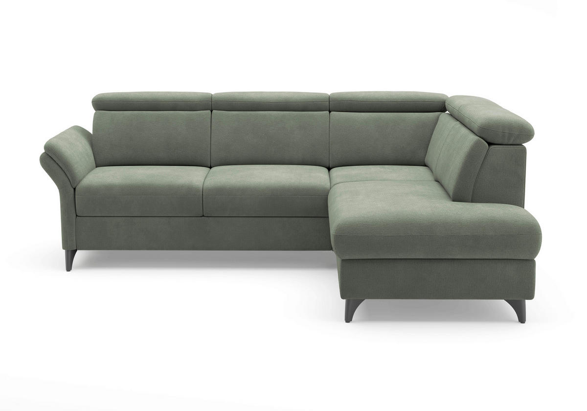 ECKSOFA Flachgewebe Dunkelgrün  - Dunkelgrün/Schwarz, Konventionell, Textil/Metall (247/193cm) - Sit & More