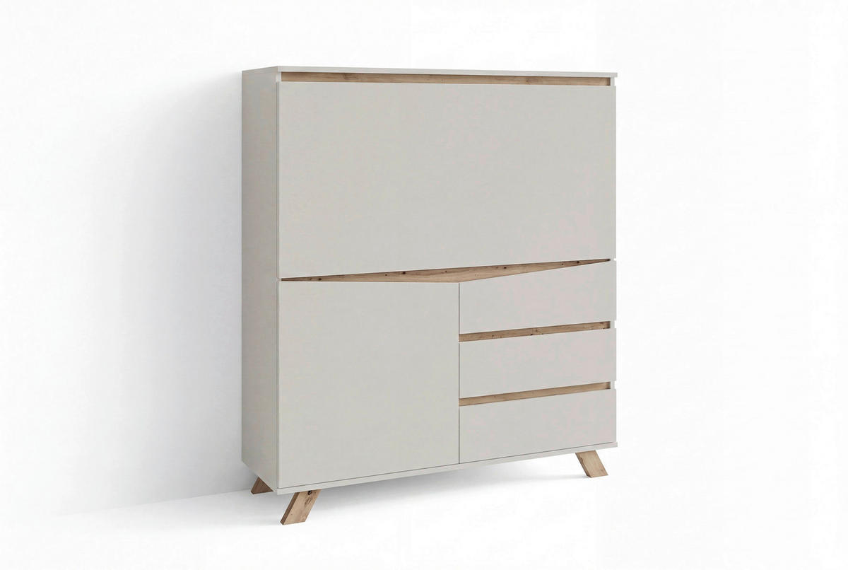 SEKRETÄR  Kabeldurchlass, Stauraum  - Kaschmir/Eiche Artisan, MODERN, Holzwerkstoff (120/127/38cm) - MID.YOU