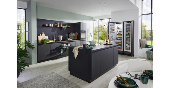 EINBAUKÜCHE - Eichefarben/Schwarz, Design, Holzwerkstoff - Dieter Knoll