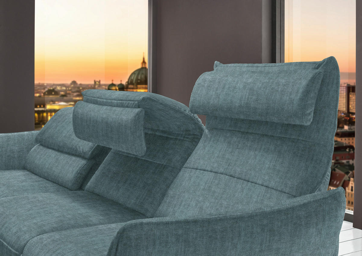 ECKSOFA in Velours Opal  - Opal/Schwarz, Design, Textil/Metall (153/283cm) - Valdera