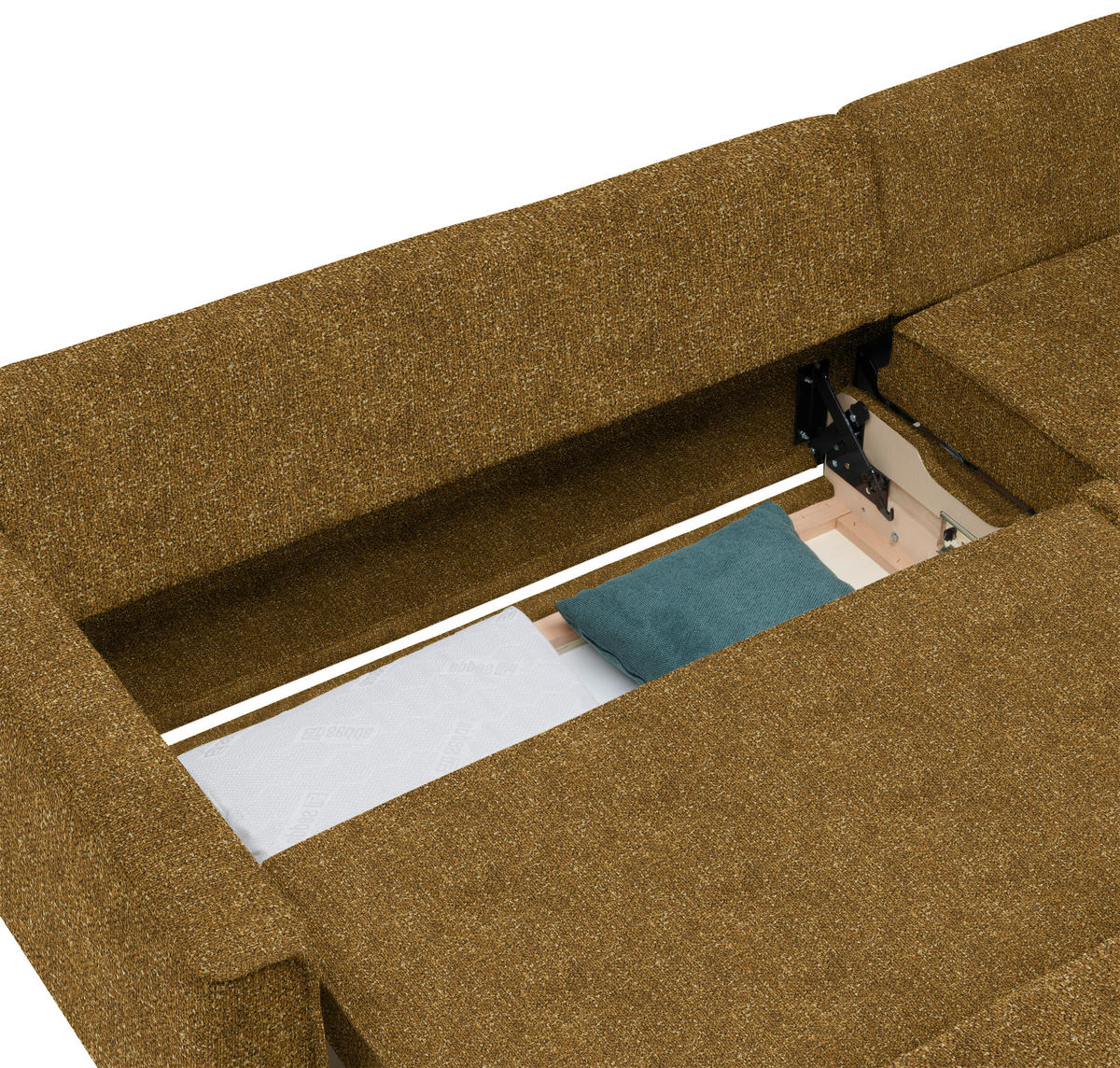 ECKSOFA  in Mikrovelours Senfgelb  237/170 cm  - Eichefarben/Senfgelb, KONVENTIONELL, Holz/Textil (237/170cm) - Sedda