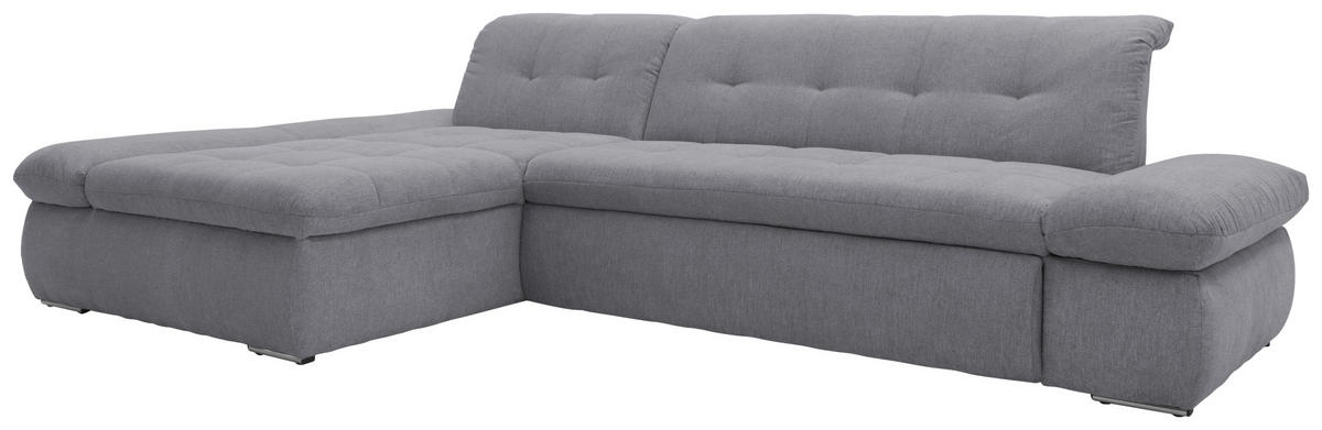ECKSOFA in Mikrofaser Dunkelgrau  172/300 cm  - Chromfarben/Dunkelgrau, KONVENTIONELL, Textil/Metall (172/300cm) - MID.YOU
