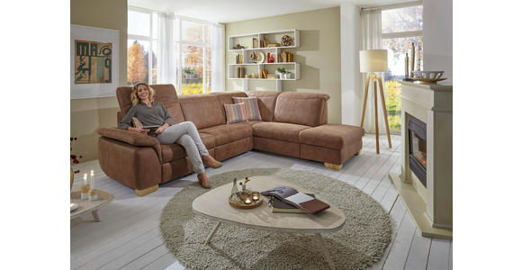 ECKSOFA Braun Mikrofaser - Beige/Buchefarben, KONVENTIONELL, Textil (299/245cm) - Voleo